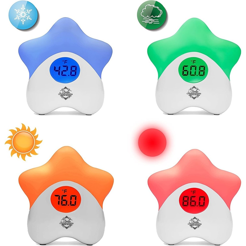Temperature Regulated Night Light Star w/Thermometer Multicolor Display Silicone